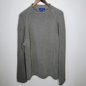 J Crew Sweater‎ Mens XL Gray Cotton Roll Neck Oarsman Raglan Knit Pullover